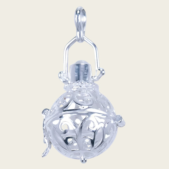 Silver Memorial Jewelry Openable Ball with Brass Sound Ball Chain Pendant