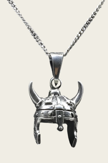 Zilveren Viking helm 2 ketting hanger