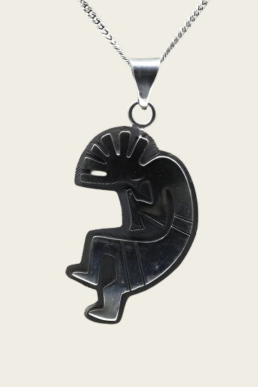 Zilveren Indiaan Kokopelli vrije stijl groot hopi style ketting hanger