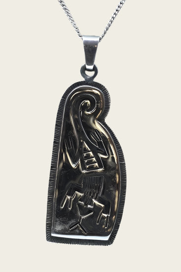 Zilveren Indiaan Hagedis vrije vorm 3 hopi style ketting hanger
