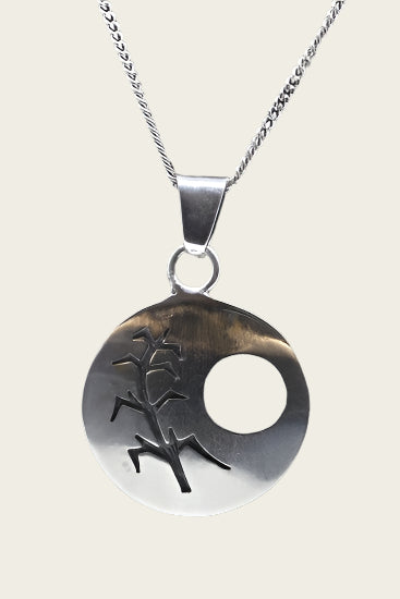 Zilveren Indiaan Levensboom rond open hopi style ketting hanger