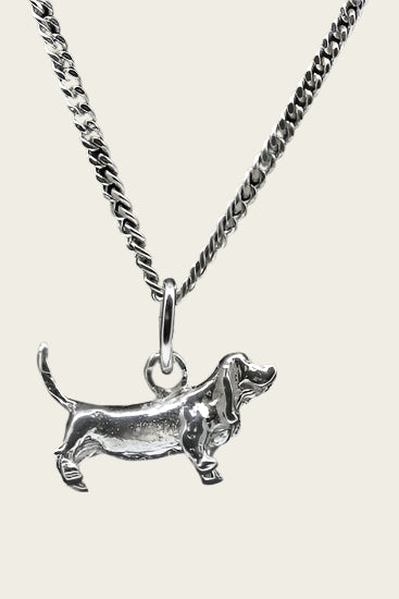 Zilveren Basset hound ketting hanger - klein