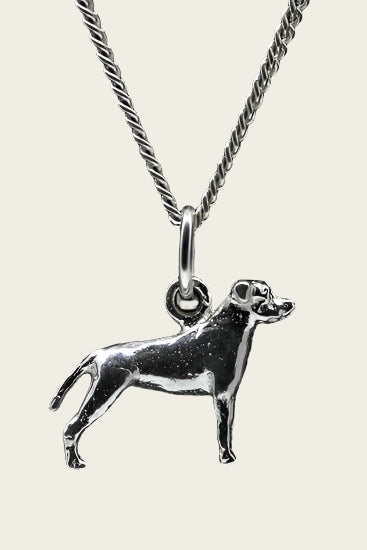 Silver American Staffordshire Terrier Cropped Ears Necklace Pendant - Small