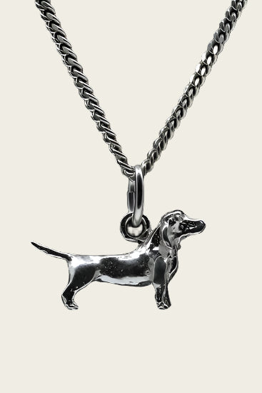 Silver Basset artois normand necklace pendant - small