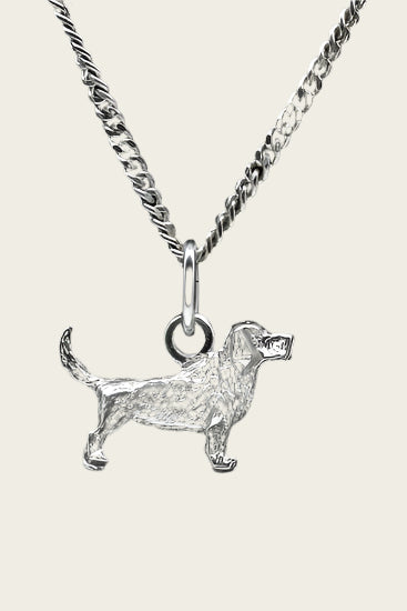 Silver Basset Fauve de Bretagne Necklace Pendant - Small
