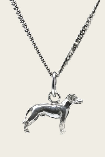 Zilveren Rhodesian ridgeback pronkrug ketting hanger - klein