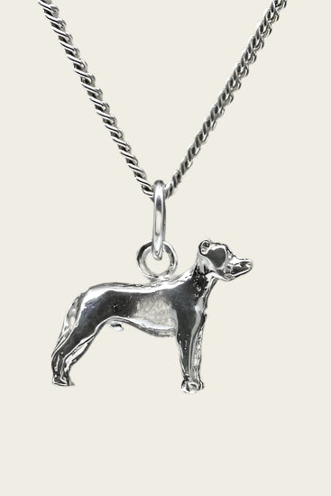 Silver Argentinean Dog Ears Cropped Necklace Pendant - Small