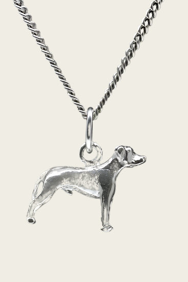 Silver Argentinean Dog Ears Uncropped Necklace Pendant - Small