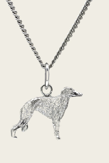 Zilveren Barzoi ketting hanger - klein