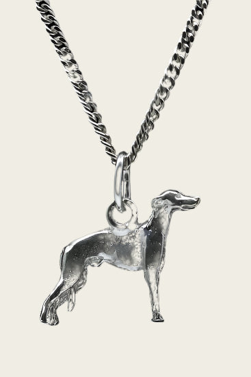 Zilveren Whippet ketting hanger - klein