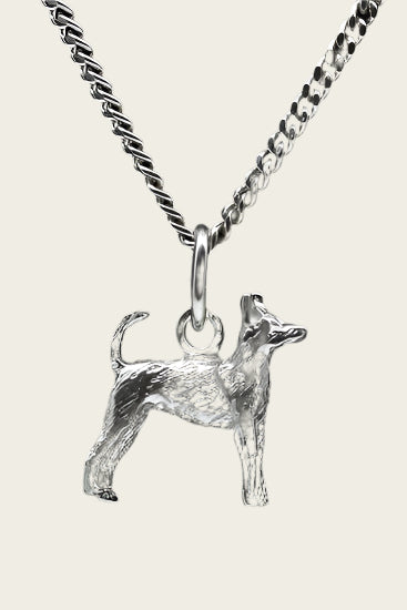 Zilveren Podenco portugues pequeno ketting hanger - klein