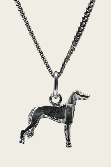Zilveren Saluki ketting hanger - klein