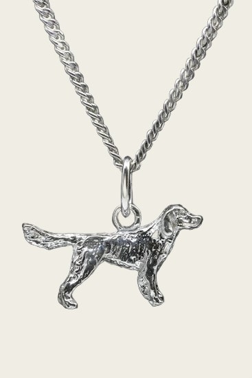 Zilveren Kleine munsterlander - heidewachtel ketting hanger - klein