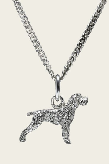 Zilveren Griffon korthals ketting hanger - klein