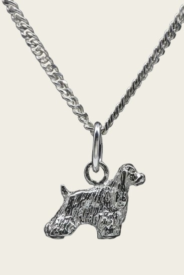 Silver American Cocker Spaniel Necklace Pendant - Small