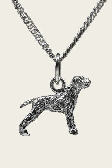 Zilveren Spinone ketting hanger - klein