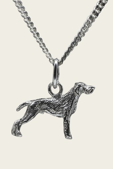 Silver Vizsla Wirehaired Pointer Necklace Pendant - Small