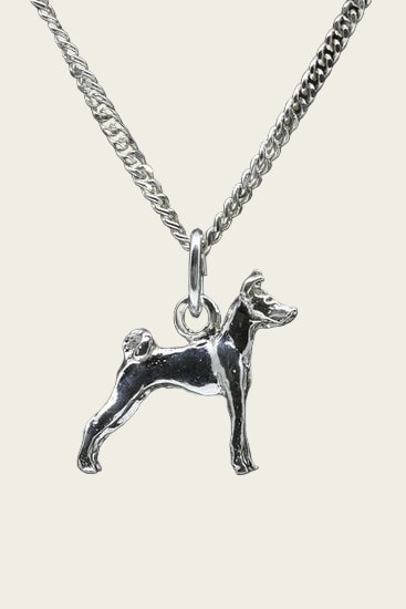 Zilveren Basenji ketting hanger - klein
