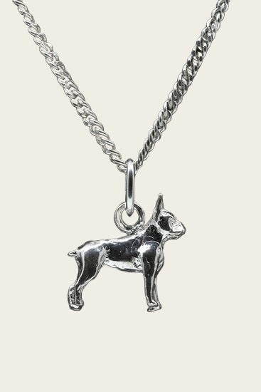 Zilveren Boston terrier ketting hanger - klein