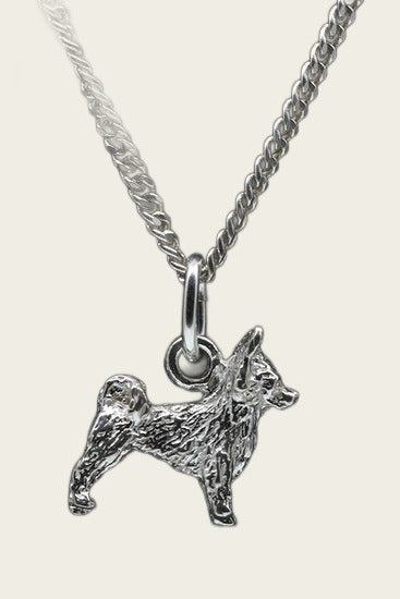 Zilveren Papillon vlinderhondje ketting hanger - klein