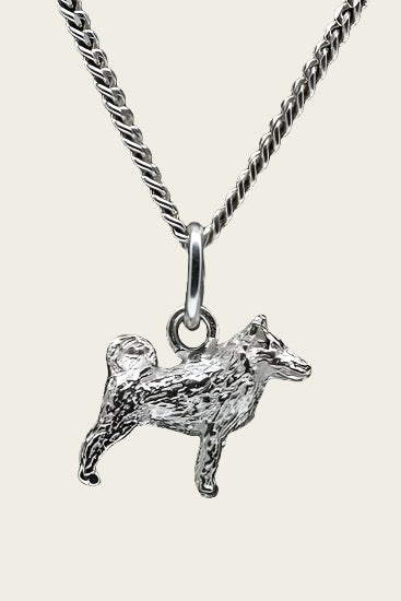 Zilveren Schipperke met staart ketting hanger - klein