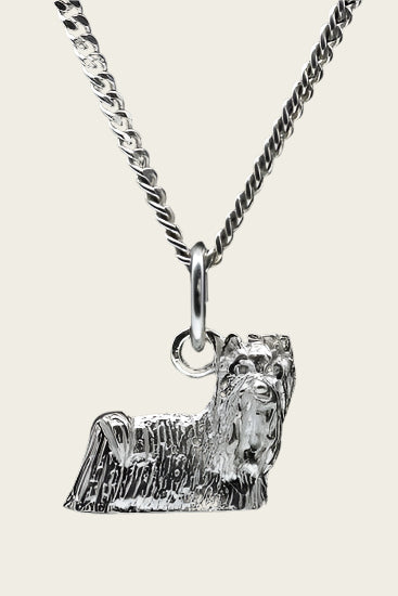 Zilveren Yorkshire terrier - omkijk ketting hanger - klein