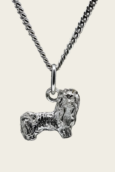 Zilveren Yorkshire terrier - minder haar ketting hanger - klein