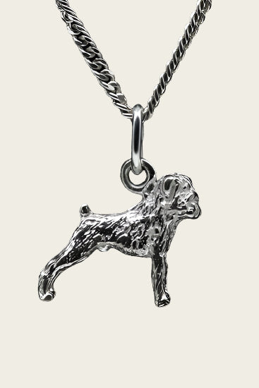 Zilveren Belgisch smoushondje ketting hanger - klein