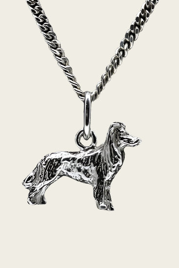 Zilveren Border collie ketting hanger - klein