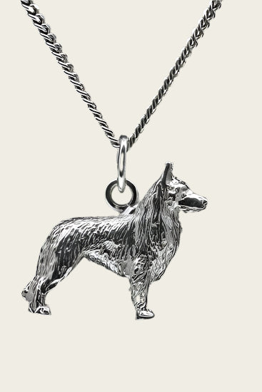 Silver American Canadian Shepherd Necklace Pendant - Large