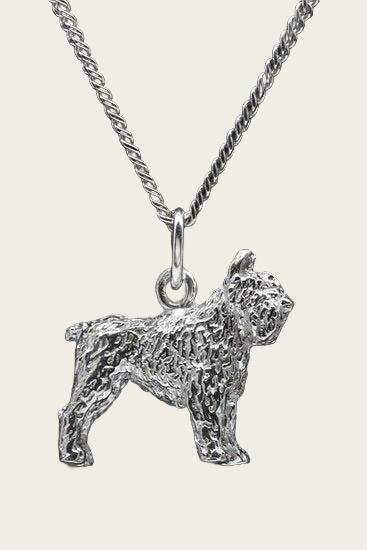 Zilveren Bouvier ketting hanger - oren gecoupeerd - groot