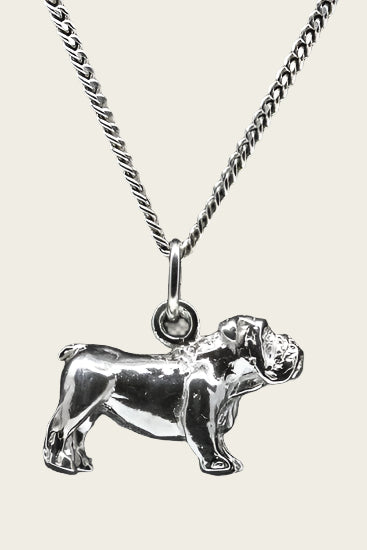 Zilveren Bulldog engelse ketting hanger - groot