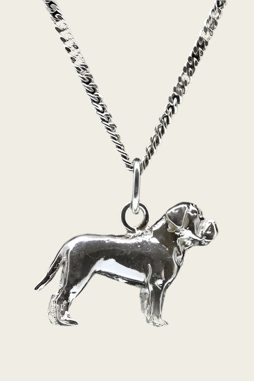 Zilveren Bull mastiff ketting hanger - groot