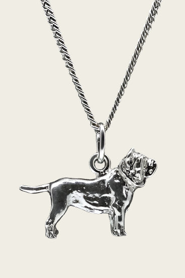 Zilveren Mastino Napolitano oren gecoupeerd ketting hanger - groot