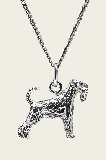 Zilveren Riesen schnauzer oren ongecoupeerd met staart ketting hanger - groot