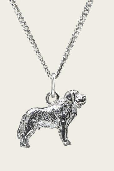 Silver Saint Bernard Necklace Pendant - Large