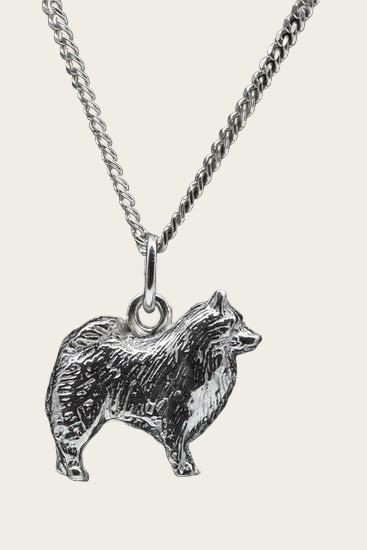 Zilveren Samojeed ketting hanger - groot