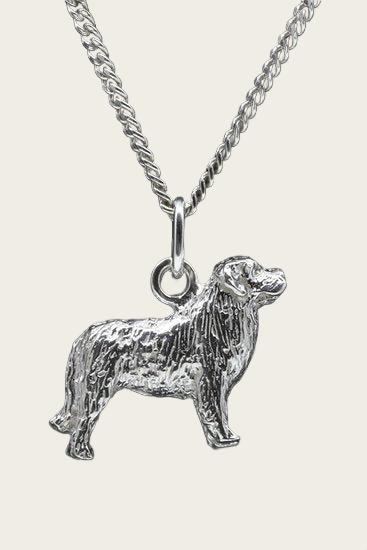 Zilveren Berner sennenhond ketting hanger - groot