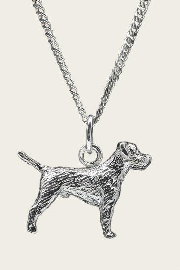 Zilveren Border terrier ketting hanger - groot