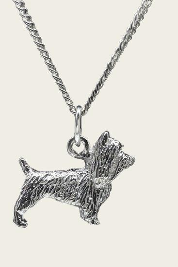 Silver Australian (silky) terrier necklace pendant - large