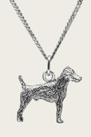 Zilveren Duitse jachtterrier ketting hanger - groot