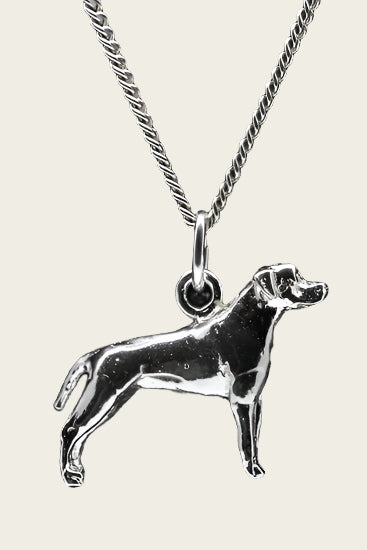 Silver American Pitt Bull Terrier Ears Uncropped Necklace Pendant - Large