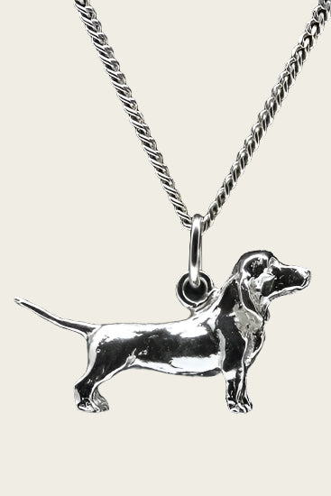 Silver Basset artois normand necklace pendant - large