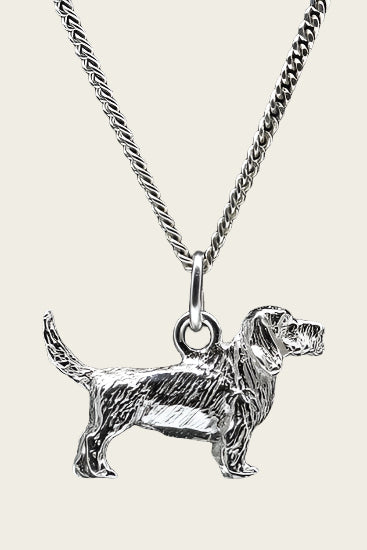 Silver Basset Griffon Vendeen Petit Necklace Pendant - Large