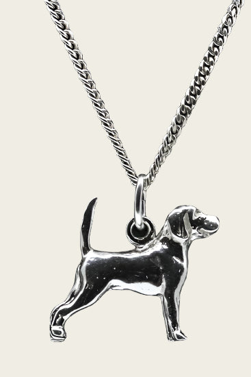 Zilveren Beagle ketting hanger - groot