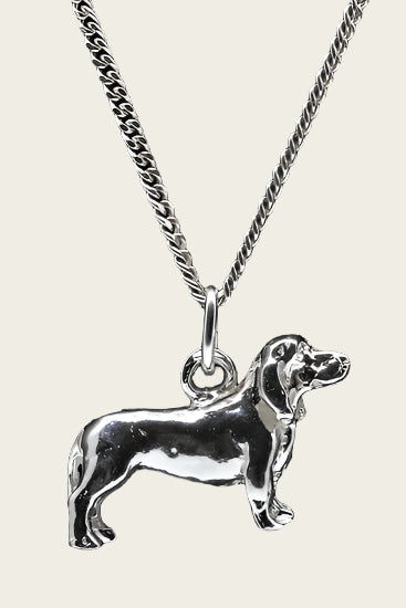 Silver Basset Bleu de Gascogne Necklace Pendant - Large