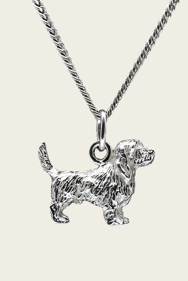 Silver Basset Fauve de Bretagne Necklace Pendant - Large