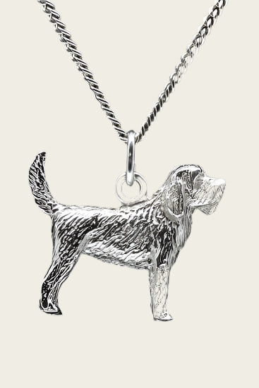 Silver Basset Griffon Vendeen Grand Necklace Pendant - Large
