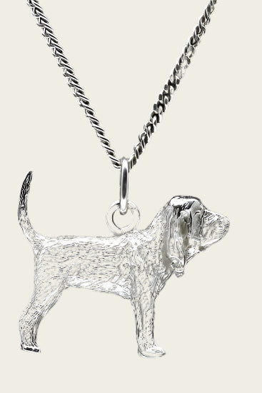 Zilveren Bloedhond ketting hanger - groot