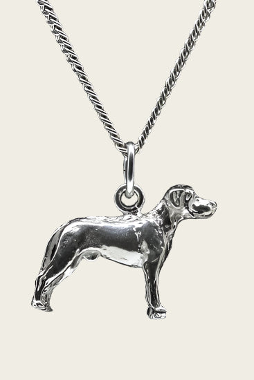 Silver Argentinean Dog Ears Uncropped Necklace Pendant - Large